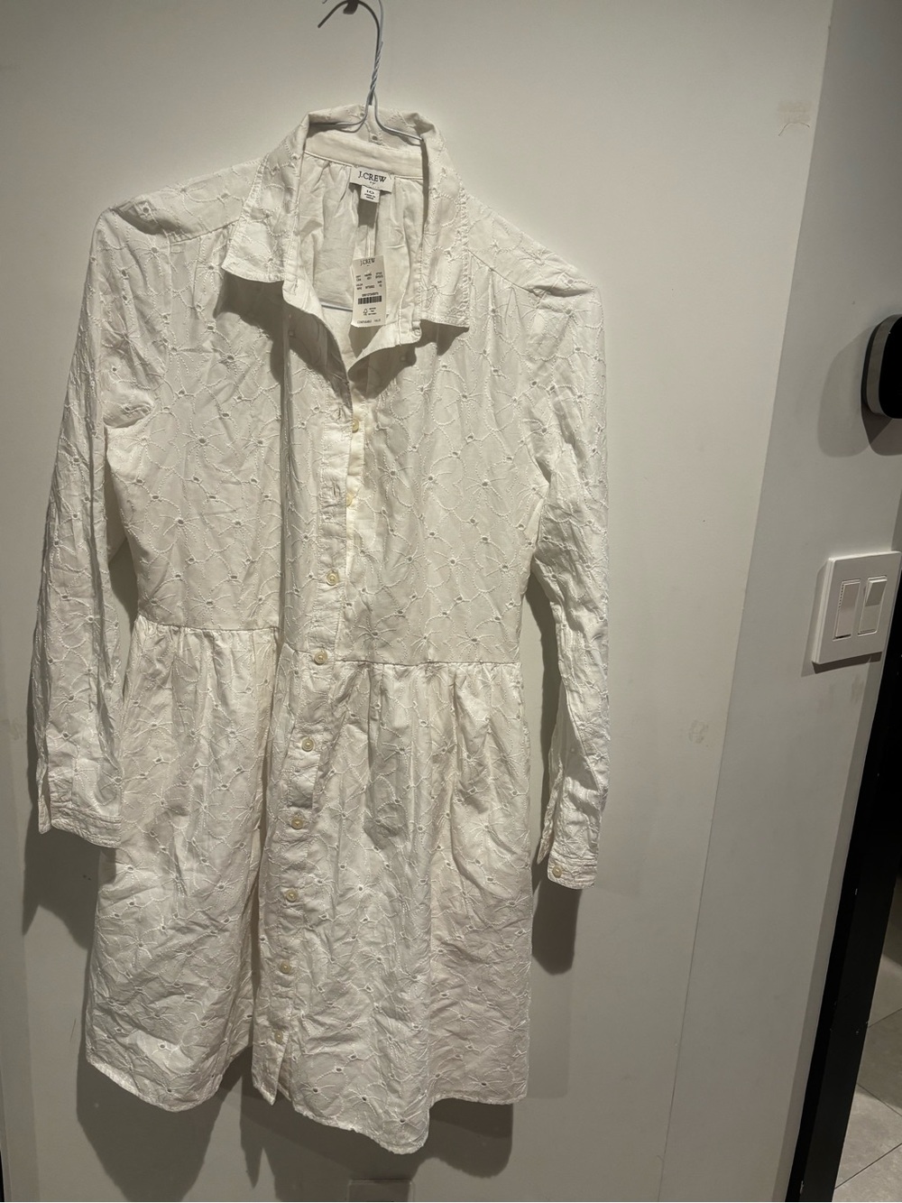 J. Crew Factory White Eyelet Button-Front Dress